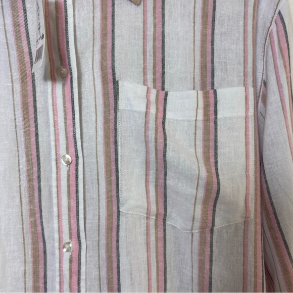 GAP WOMEN'S LINEN PINK WHITE MULTICOLOR BUTTON DOWN SIZE XL BRAND NEW WITH TAGS - Picture 7 of 8